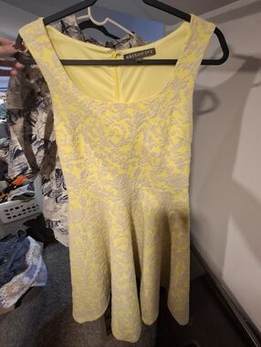 Brixon Ivy Yellow Floral Jacquard Mini Dress